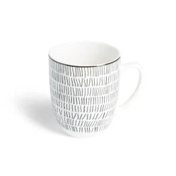 Gifi Lot de 4 mugs 200ml porcelaine Ø8,8x10,4cm noir et blanc
