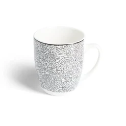 Gifi Lot de 4 mugs 200ml porcelaine Ø8,8x10,4cm noir et blanc