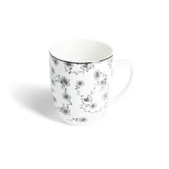 Gifi Lot de 4 mugs 200ml porcelaine Ø8,8x10,4cm noir et blanc