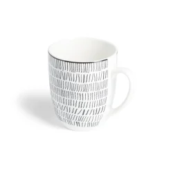 Gifi Lot de 4 mugs 200ml porcelaine Ø8,8x10,4cm noir et blanc