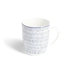 Gifi Lot de 4 mugs 200ml porcelaine Ø8,8x10,4cm bleu et blanc