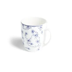 Gifi Lot de 4 mugs 200ml porcelaine Ø8,8x10,4cm bleu et blanc