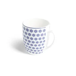 Gifi Lot de 4 mugs 200ml porcelaine Ø8,8x10,4cm bleu et blanc