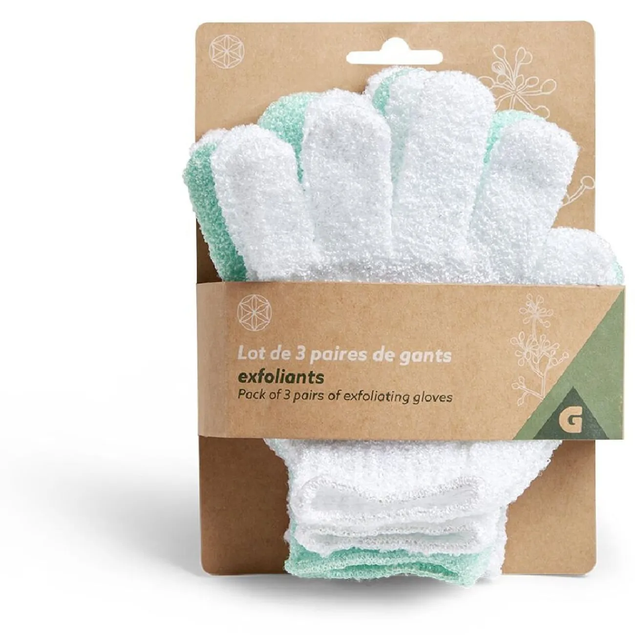 Gifi Beauté^Lot de 3 paires de gants exfoliants pour le corps