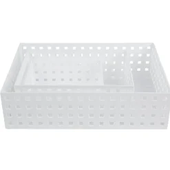 Gifi Rangement|Lot de 3 panières de rangement blanche