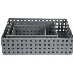 Gifi Rangement|Lot de 3 panières de rangement grise