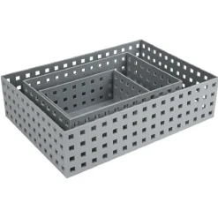 Gifi Rangement|Lot de 3 panières de rangement grise