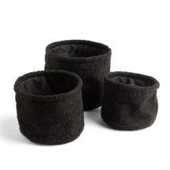 Gifi Rangement|Lot de 3 panières en laine bouclée noir