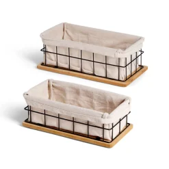 Gifi Rangement|Lot de 2 panières métal et bois