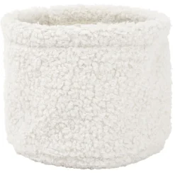Gifi Rangement|Lot de 3 panières rondes effet laine bouclée polyester blanc