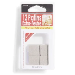 Gifi Quincaillerie^Lot de 12 patins en feutre adhésif ultra puissant - 22x22 mm