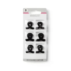 Gifi Beauté^Lot de 6 pinces à cheveux effet noué plastique noir brillant 2cm