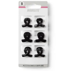 Gifi Beauté^Lot de 6 pinces à cheveux effet noué plastique noir brillant 2cm