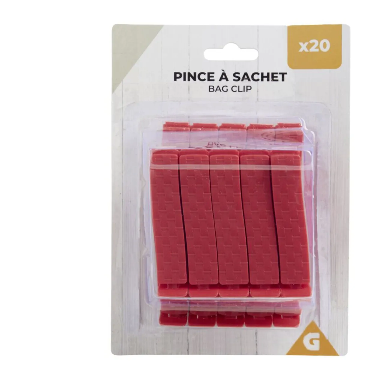 Gifi Lot de 20 pinces à sachet plastique rouge