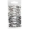 Gifi Beauté^Lot de 8 pinces clic clac fleuries noires et blanches