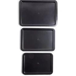 Gifi Lot de 3 plaques à four métal noir 38/43/48x29cm