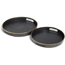 Gifi Lot de 2 plateaux Ø29cm et Ø36cm plastique noir