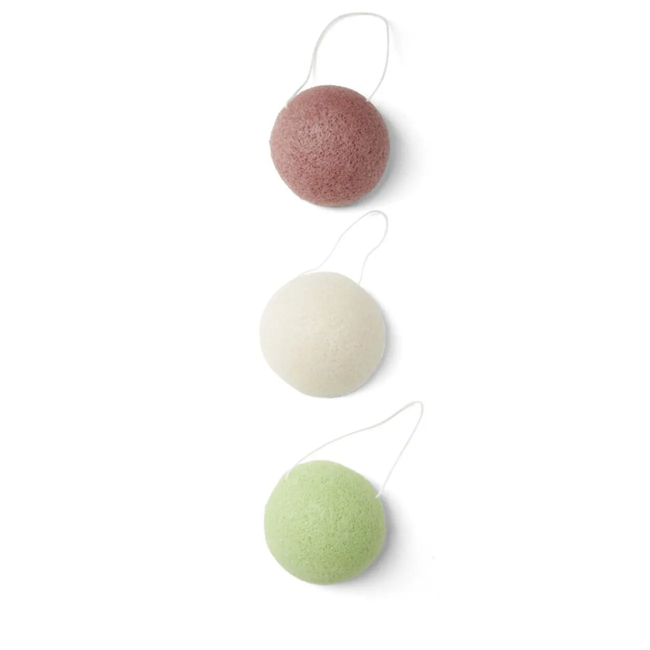 Gifi Beauté^Lot de 3 éponges konjac coeur vert beige marron