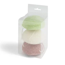Gifi Beauté^Lot de 3 éponges konjac coeur vert beige marron