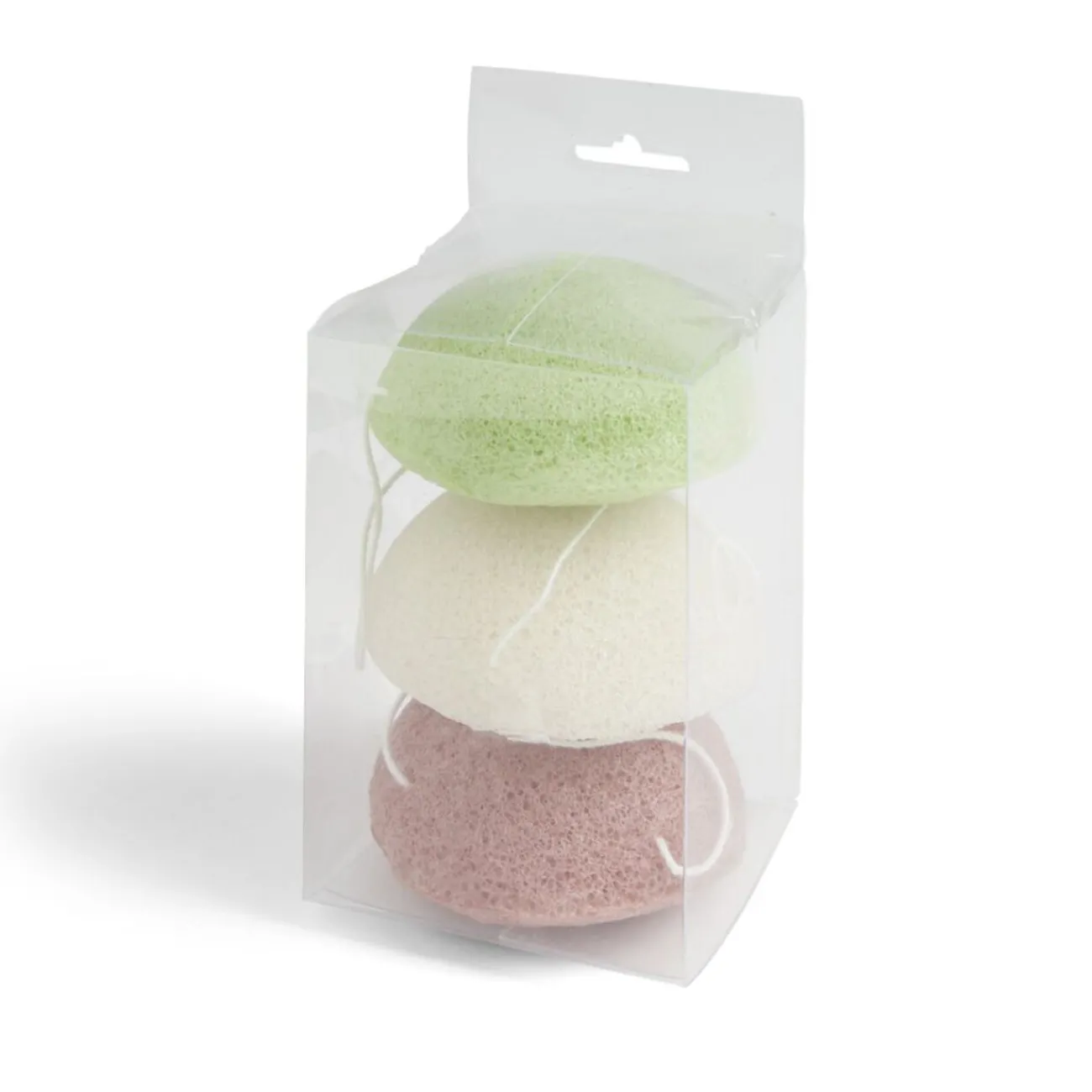 Gifi Beauté^Lot de 3 éponges konjac coeur vert beige marron