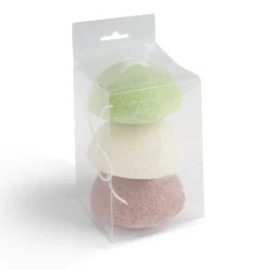 Gifi Beauté^Lot de 3 éponges konjac coeur vert beige marron