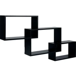 Gifi Rangement|Lot de 3 étagères rectangulaires en bois noir