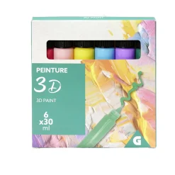 Gifi Peinture^Lot de 6 tubes de peinture 3D acrylique 30ml