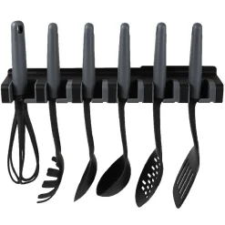 Gifi Lot de 6 ustensiles avec support noir gris