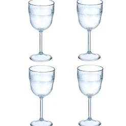 Gifi Lot de 4 verres à pied en plastique effet martelé