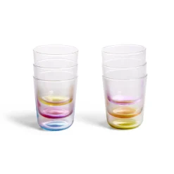 Gifi Lot de 6 verres 31cl transparents avec fond coloré