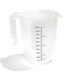 Gifi Lot de 3 verres mesureur 250/500/1000ml plastique blanc transparent