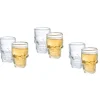 Gifi Lot de 6 verres shooters Halloween forme tête de mort