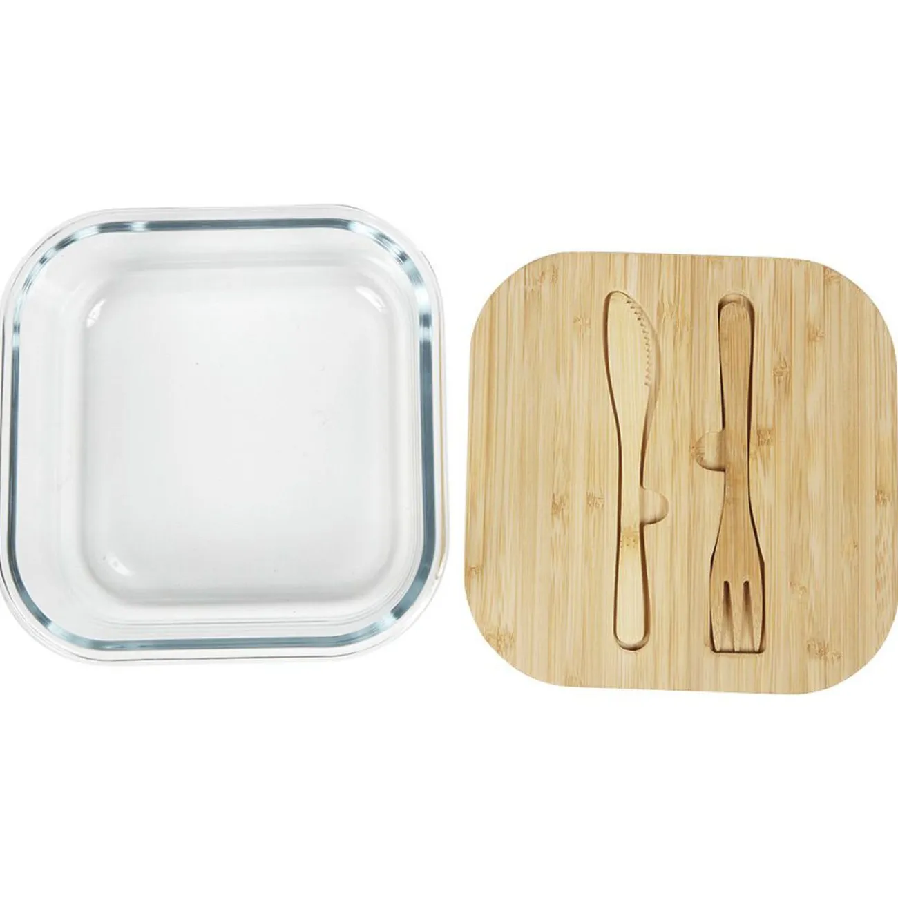 Gifi Luchbox avec couverts bambou et verre 1,1 L