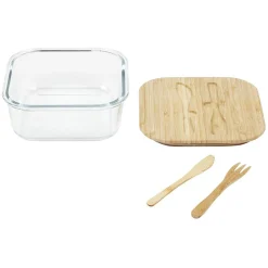 Gifi Luchbox avec couverts bambou et verre 1,1 L
