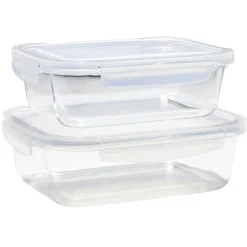 Gifi Lunchbox en verre x2 avec couvercle 640ml et 1,05L