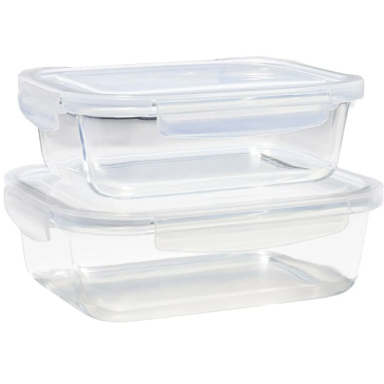 Gifi Lunchbox en verre x2 avec couvercle 640ml et 1,05L