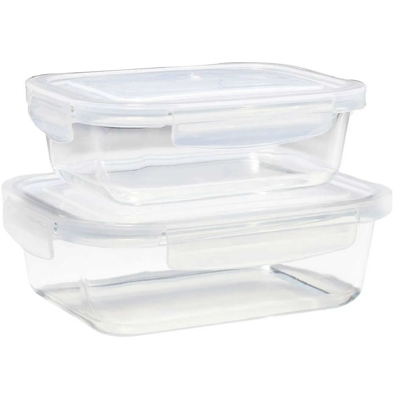 Gifi Lunchbox en verre x2 avec couvercle 1,05L et 1,5L