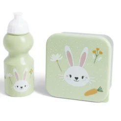 Gifi Lunchbox enfant 720ml avec gourde 350ml et sac de transport lapin vert
