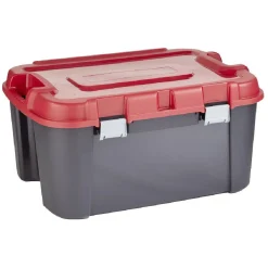 Gifi Rangement|Malle de rangement clips à roulettes Keter Totem noire et rouge 140L