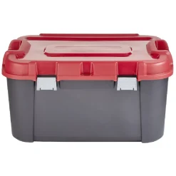 Gifi Rangement|Malle de rangement clips à roulettes Keter Totem noire et rouge 140L