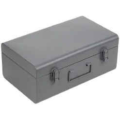 Gifi Rangement|Malle de rangement métal gris ou vert 39x23xH16cm