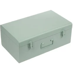Gifi Rangement|Malle de rangement métal gris ou vert 47x28xH19cm