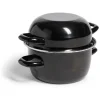Gifi Marmite à moules avec couvercle acier noir Ø18xH16,5cm