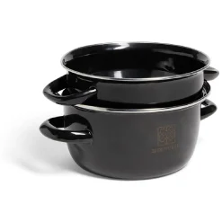 Gifi Marmite à moules avec couvercle acier noir Ø18xH16,5cm