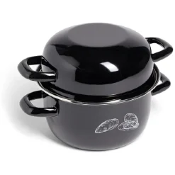 Gifi Marmite à moules avec couvercle Ø20,5cm acier noir