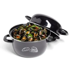 Gifi Marmite à moules avec couvercle Ø20,5cm acier noir