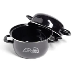 Gifi Marmite à moules avec couvercle Ø20,5cm acier noir