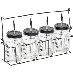 Gifi Mason jar "Happy" avec paille x4