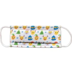 Gifi Bien-Être^Masque enfant catégorie 1 tissu motif smiley thème Noël blanc et jaune