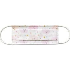 Gifi Bien-Être^Masque lavable enfant AFNOR UNS1 motif nuage en tissu blanc et rose